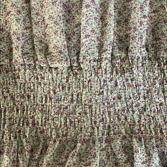 Cecico Women's Floral Off Cold Shoulder‎ Peplum Sheer Blouse Size Medium M - Picture 9 of 12